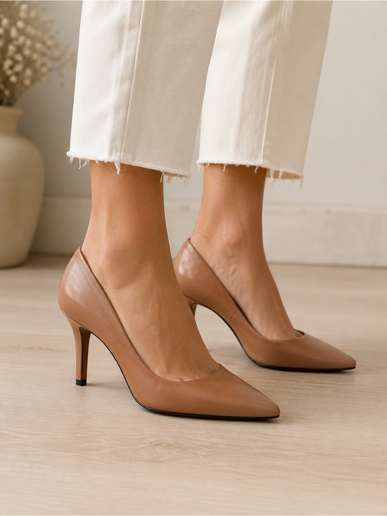 Ralph Lauren Shoes - Ralph Lauren Tan Leather Pointed-Toe Pumps